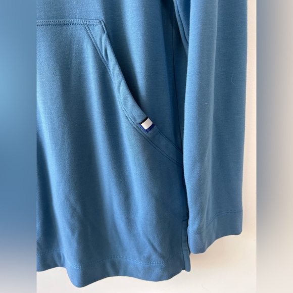 KIT and ACE Dusty Blue Technical Lightweight Hoodie with Brushed Fleece Lining - Picture 3 of 6